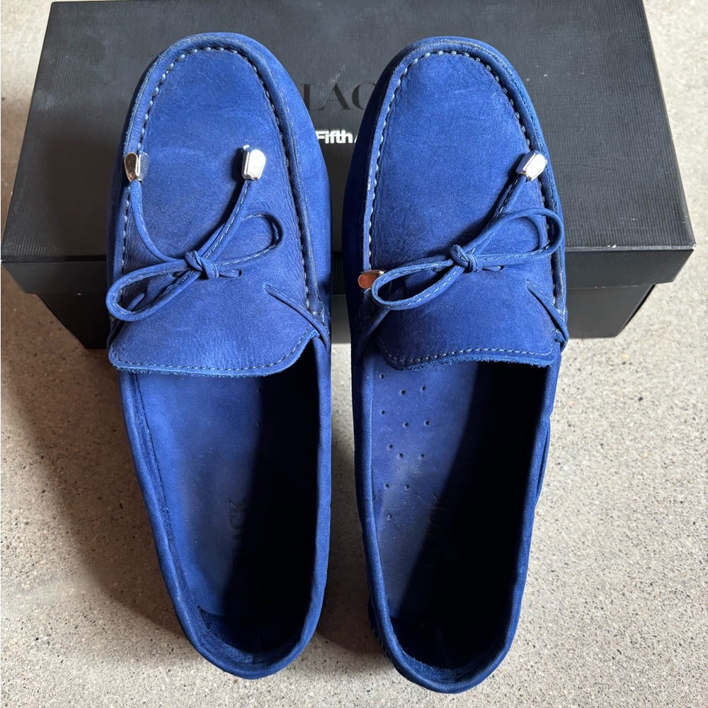 Saks 5th Avenue ocean blue suede driving moccasins, Sz 8 - Picture 5 of 8